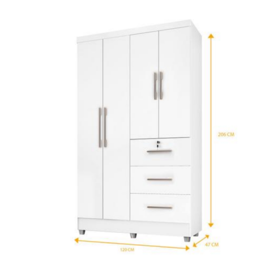 Guarda-Fato  Joara com 04 Portas e 03 Gavetas