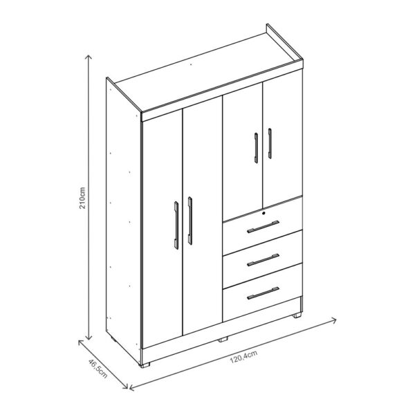 Guarda-Fato  Joara com 04 Portas e 03 Gavetas - Image 4