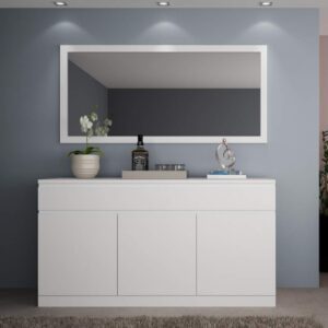 Aparador Imperial 3 Portas 3 Prateleiras Espelho Branco