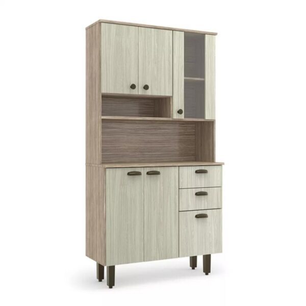 Armário de Cozinha Nápoles 6 Portas e 2 Gavetas Noce Legno - Imagem 2