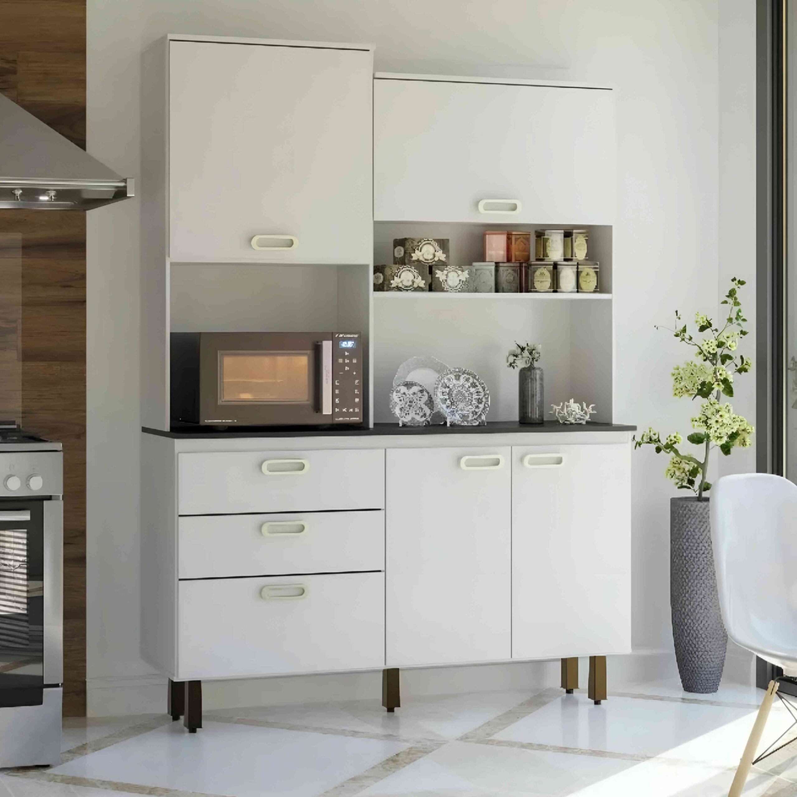 Armário de Cozinha Ravena 4 Portas 3 Gavetas