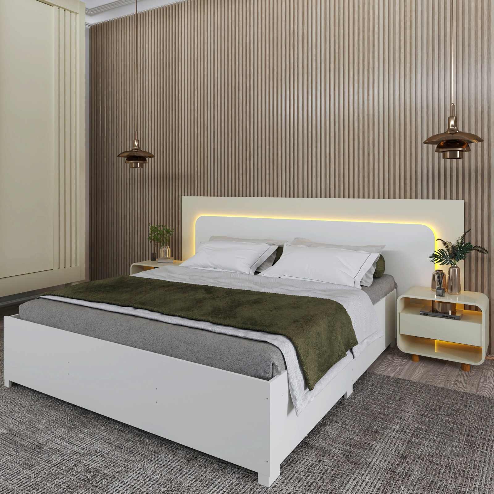 Cama Casal King Size Innova Off White