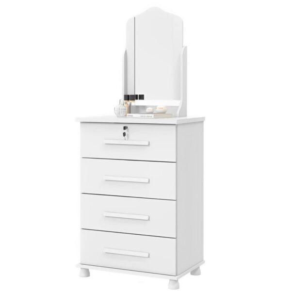 Cômoda Dalila 4 Gavetas com Espelho Branco - Imagem 2