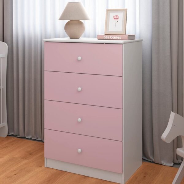 Cômoda Bebê Golden 4 Gavetas Rosa