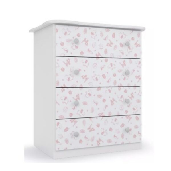 Cômoda Bebê Newbaby 4 Gavetas Rosa - Imagem 2