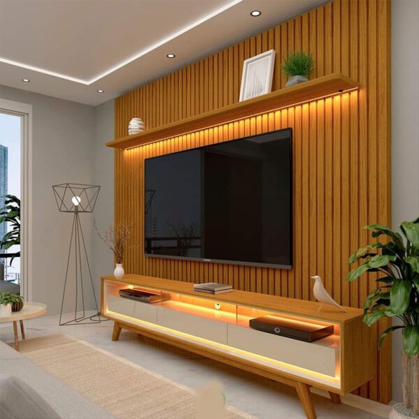 Conjunto Painel Ripado 2,75m + Rack Requinte - Imagem 2