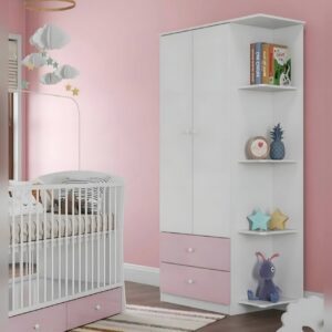 Guarda-Fato Bebê Golden com 02 Portas 02 Gavetas Rosa