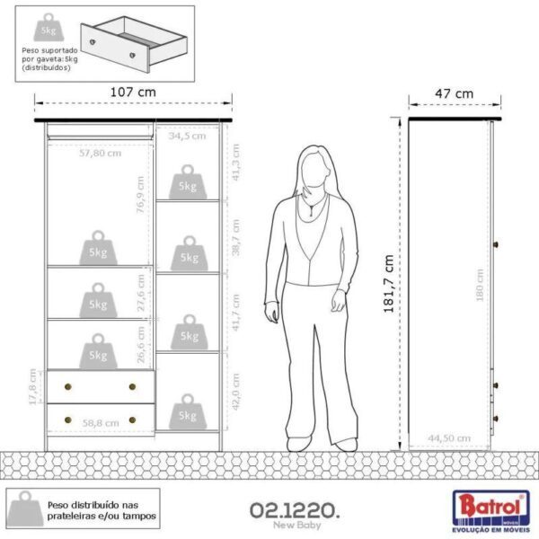 Guarda-Fato Bebê Newbaby 03 Portas - Imagem 4