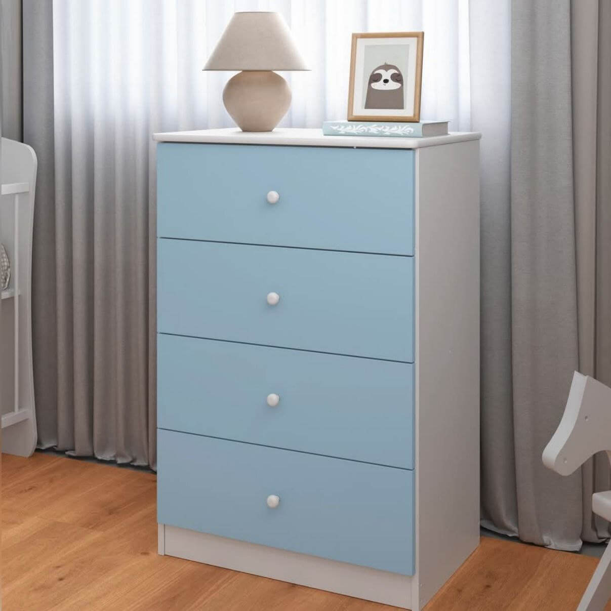 Cômoda Bebê Golden 4 Gavetas Azul
