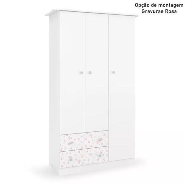 Guarda-Fato Bebê Newbaby 03 Portas Rosa - Imagem 3
