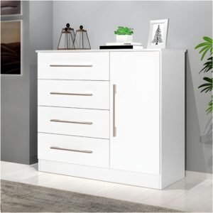 Cômoda Malibu 4 Gavetas 1 Porta Espelho