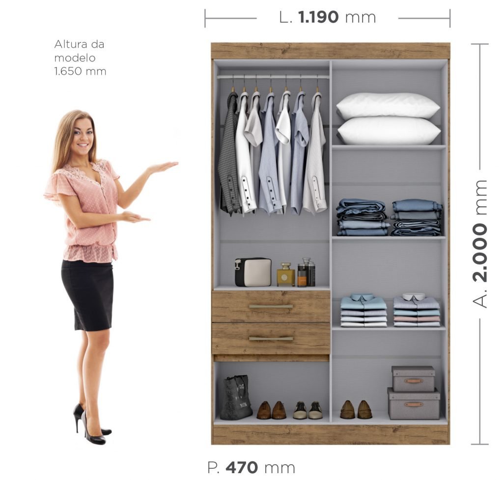 Guarda-Fato Porto 04 Portas e 02 Gavetas Externas - Imagem 2