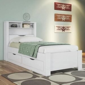 Cama Solteiro com Gavetas Invicta Branco | KuantoE