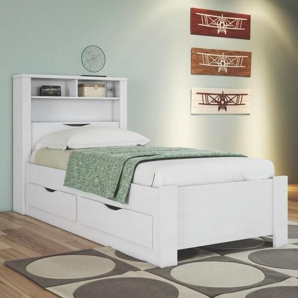 Cama Solteiro com Gavetas Invicta Branco | KuantoE