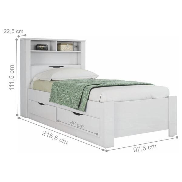 Cama Solteiro com Gavetas Invicta Branco | KuantoE - Imagem 3