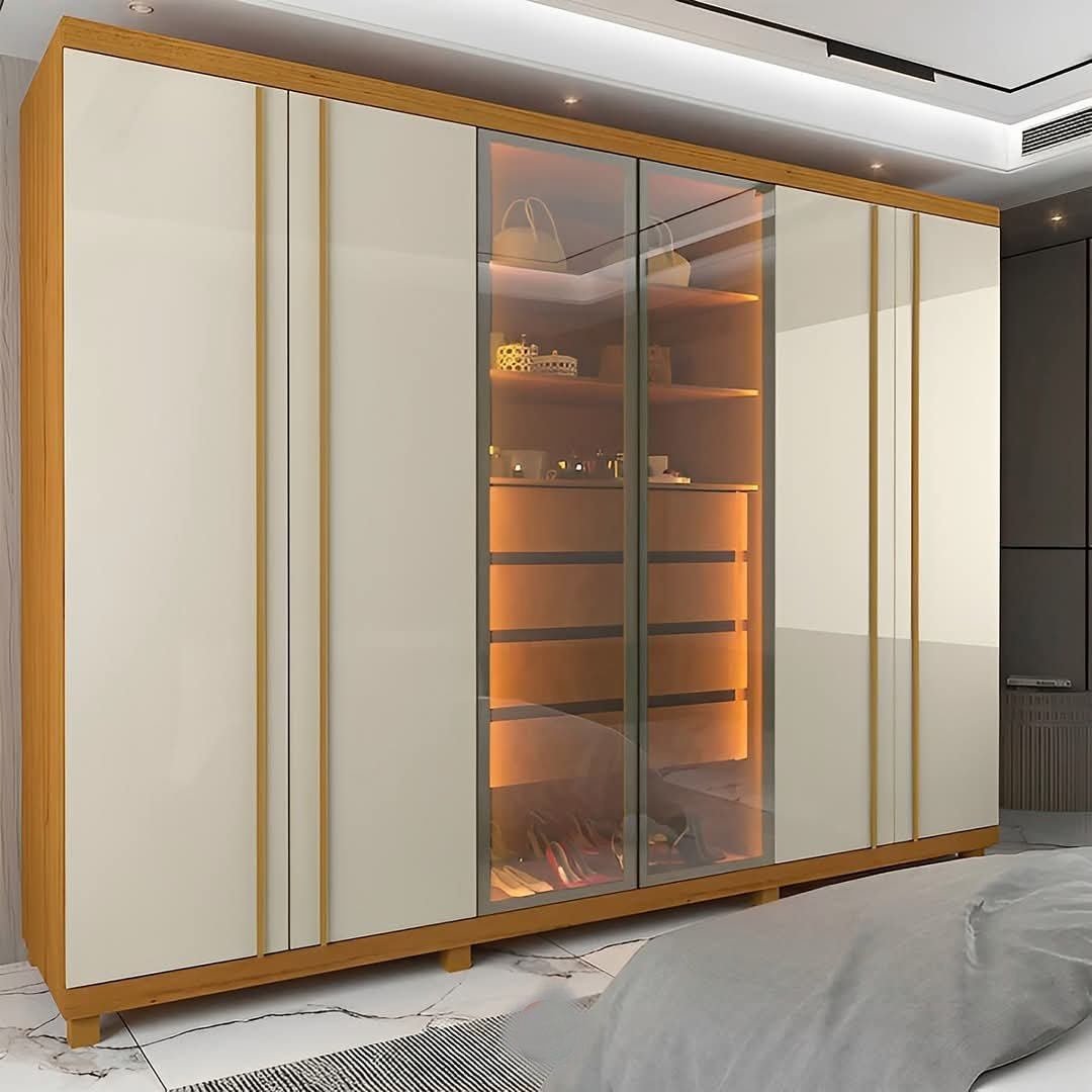 Guarda Roupas Casal 6 Portas e LED Absolut New Reflecta - Off White
