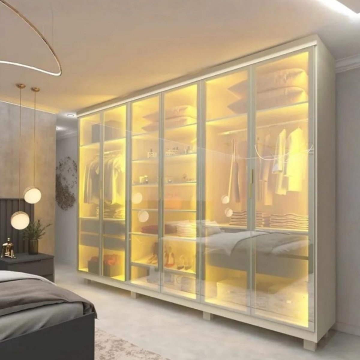 Guarda-Fato Casal Imperatriz Reflecta 6 Portas 4 Gavetas — Off White
