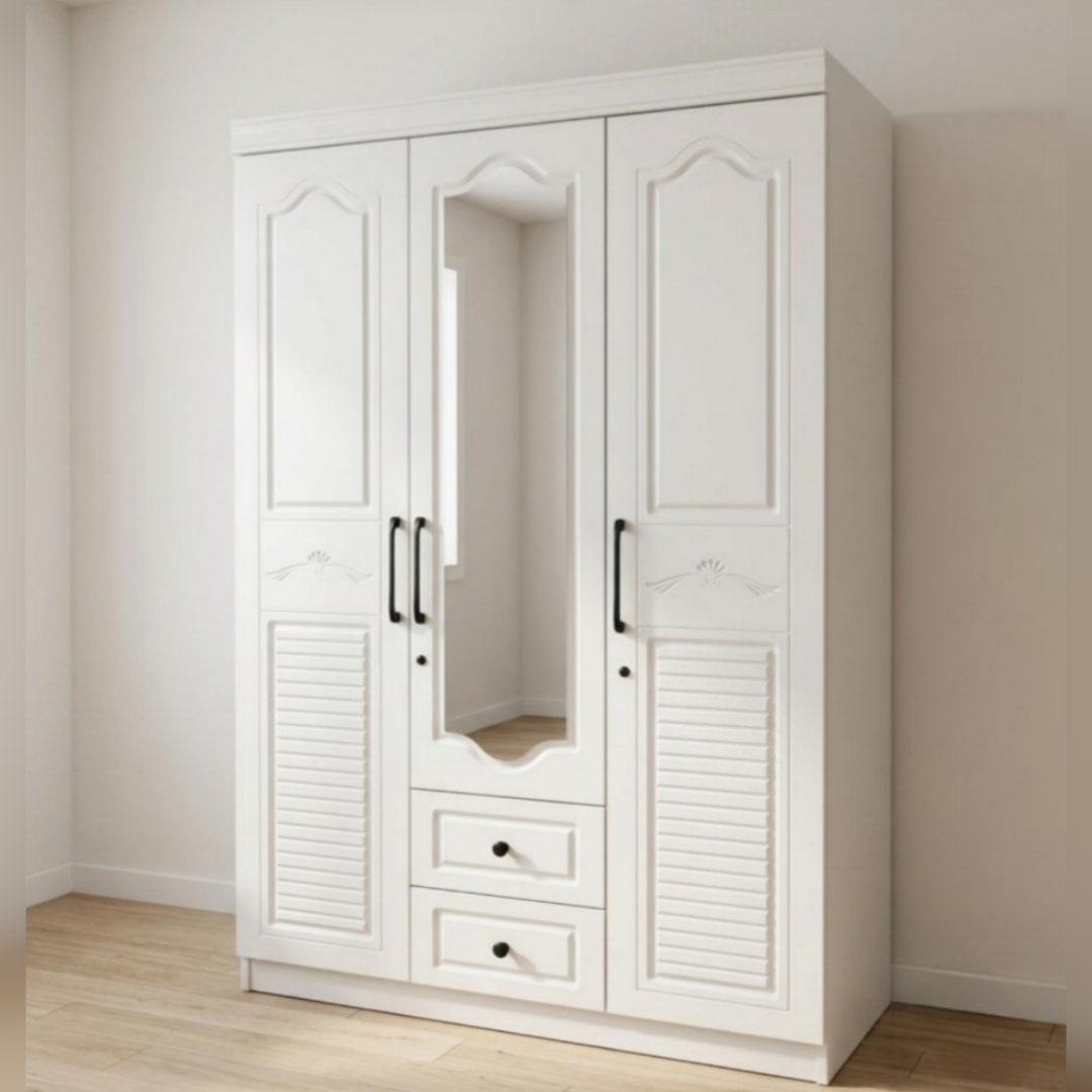 Guarda-Fato Casal Malásia 3 Portas 2 Gavetas — Off White