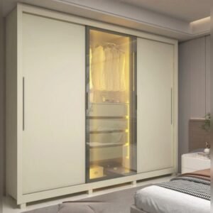 Guarda-Fato Casal Royale Reflecta 3 Portas 4 Gavetas — Off White